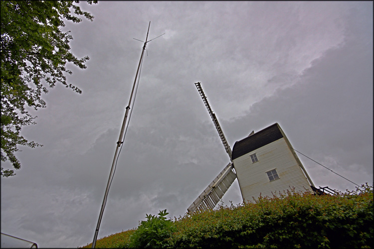 VHF antenna and the Windmill @ Mountnessing.
Photo by John M0UKD
