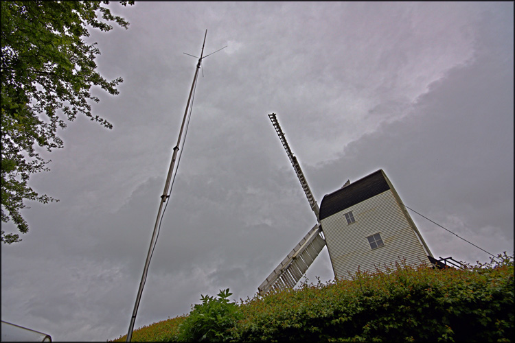 VHF antenna and the Windmill @ Mountnessing.
Photo by John M0UKD
