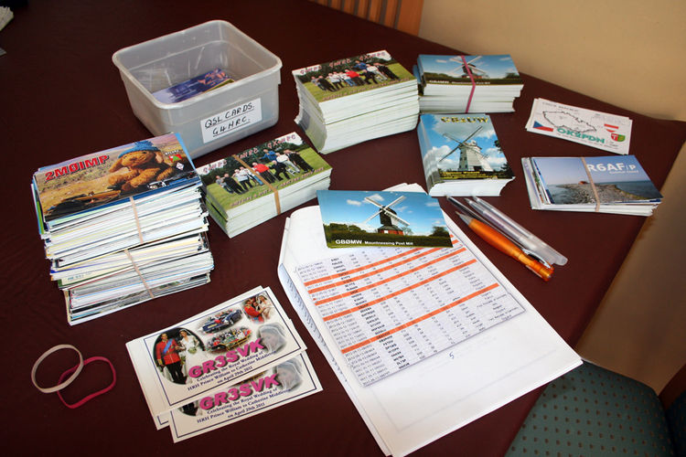 Fred, G3SVK writing QSL cards
