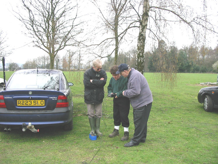 Left Alan G3RJI, Middle Dave G4UNS, Right Jim M0MAC checking the VSWR
