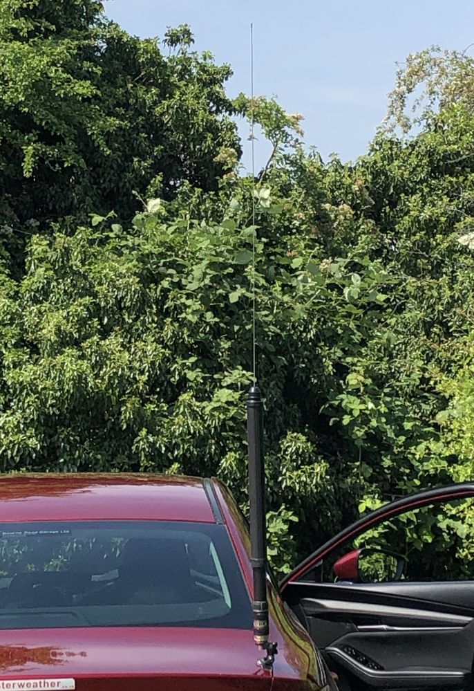 Car antenna used for operating radio in gazebo. HF ATAS multiband 
