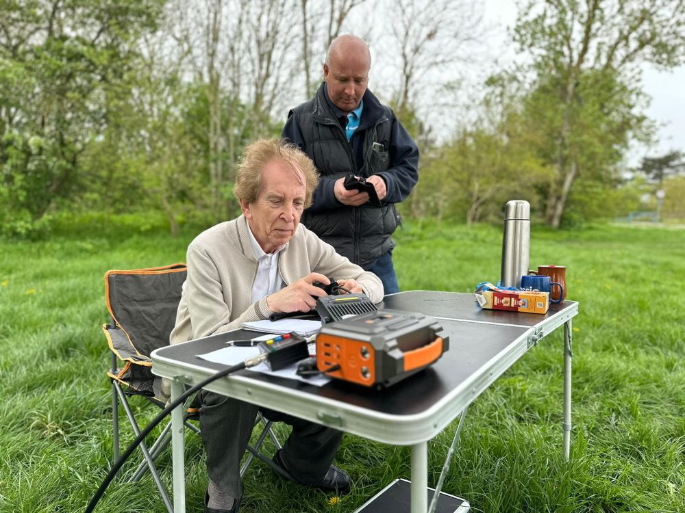 Alan G3RJI operating VHF radio 
Alan G3RJI operating VHF radio and James 2E0JBU 
