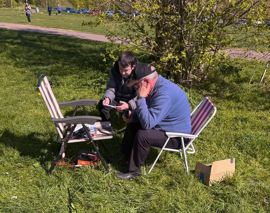 Mick M7EAO Michael M3DOV
Mick operating on VHF and Michael logging contacts
