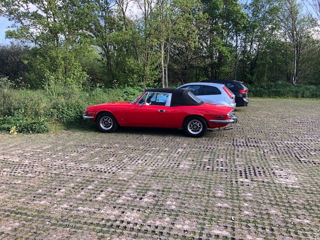 Classic car Triumph turned up in car park
